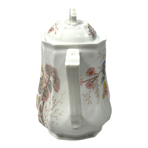 Vintage L Straus & Sons Teapot Porcelain Coffee Pot LS&S Floral Pink Yellow Blue - Picture 4 of 12